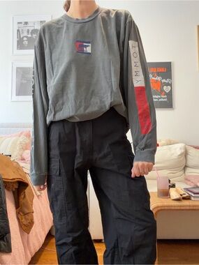 Tommy Hilfiger x Mother Wolf Gray Long Sleeve Tee with Red & Blue Logo